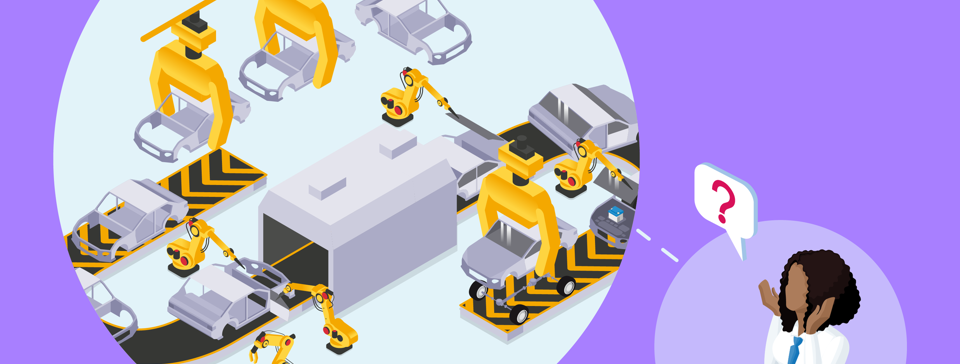 Car manufacturer with confused person