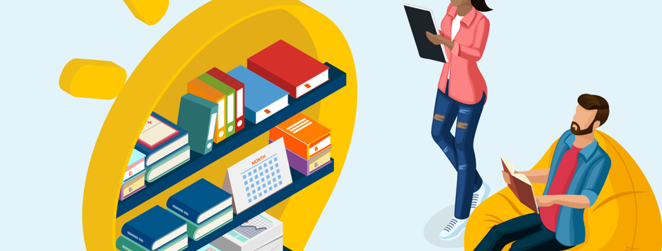 People reading books