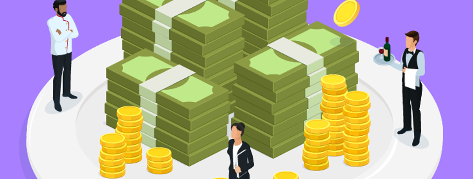 Money and people on a plate